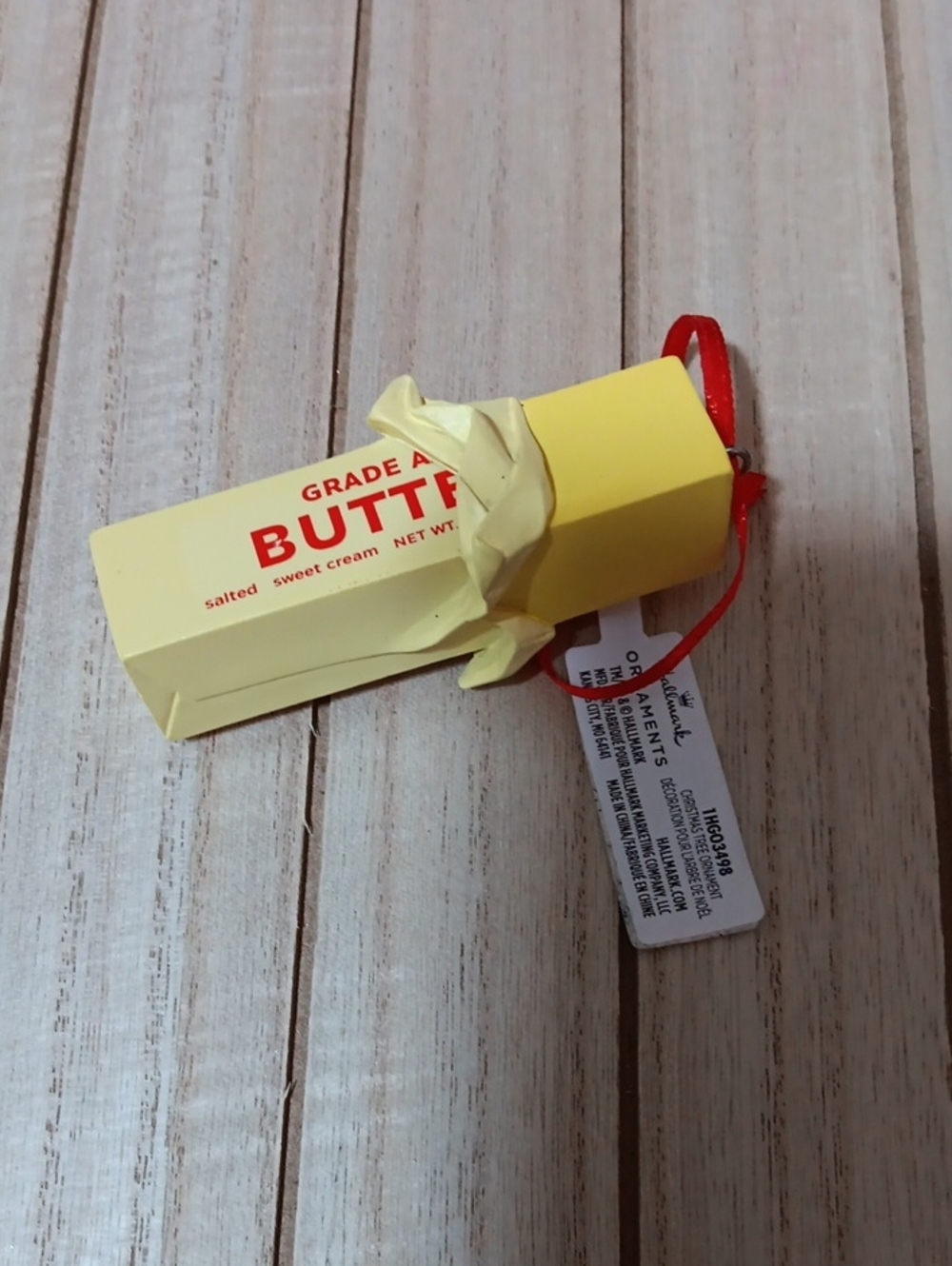 Hallmark Butter Stick Ornament with Red Ribbon